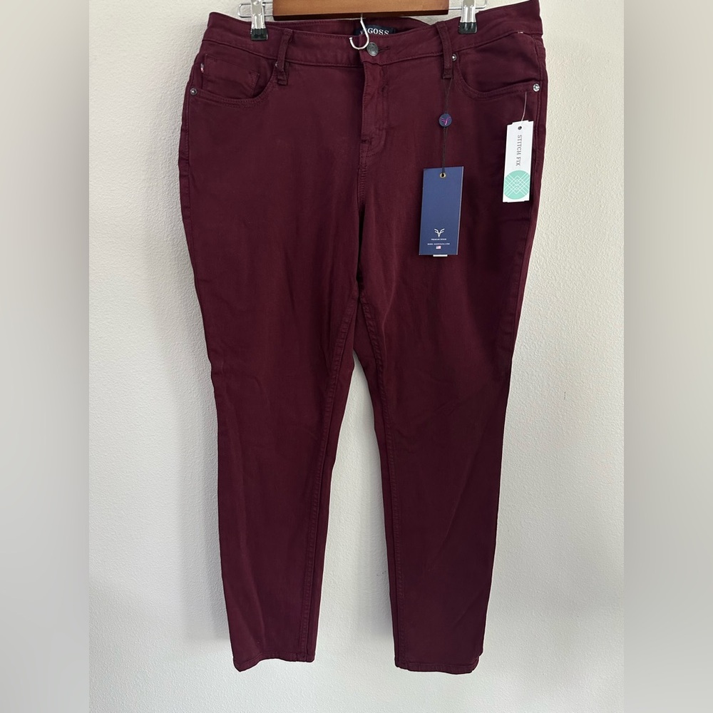 Vigoss Jeans Womens 16 Burgundy Edie Super Skinny Classic Fit Stretch NWT